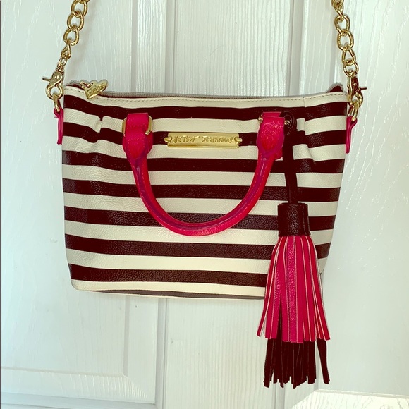Betsey Johnson Handbags - BETSEY JOHNSON STRIPED TASSELED CROSSBODY BAG